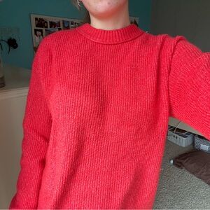 American Eagle Outfitters Ribbed Crewneck Sweater in Bright Red